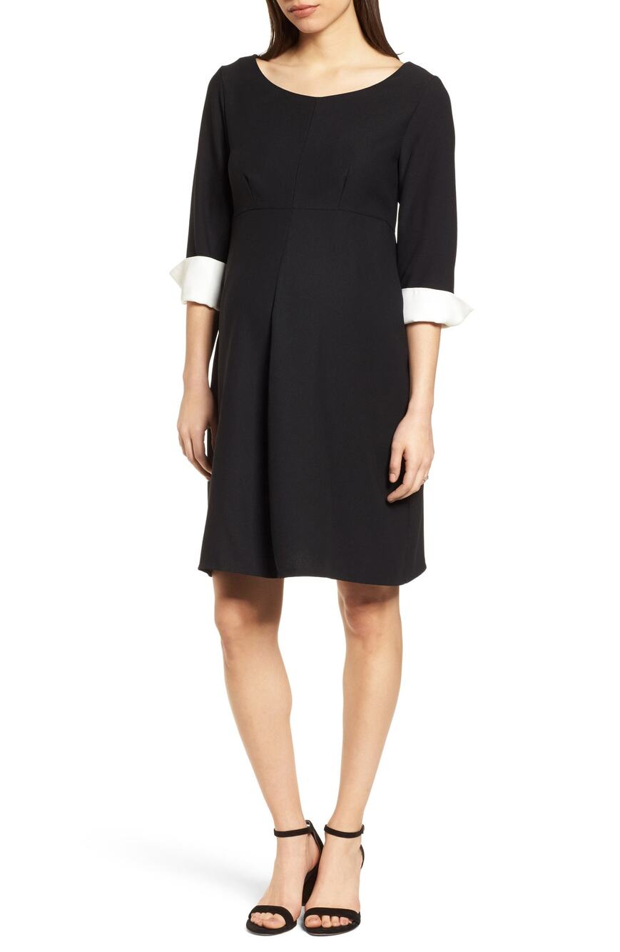 Isabella Oliver Rosa Maternity Dress Women US 6 Black 3/4 Sleeve Scoop Neck New